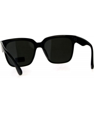 Plastic Oversize Horn Rim Geeky Nerd Sunglasses - Black Silver - CF18D38RKKW $9.01 Rectangular