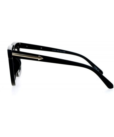 Retro Unique Flat Lens Rectangular Horn Rim Mirrored Mirror Lens Sunglasses - Black Gold - CG1260IBML3 $6.40 Wayfarer