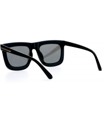 Retro Unique Flat Lens Rectangular Horn Rim Mirrored Mirror Lens Sunglasses - Black Gold - CG1260IBML3 $6.40 Wayfarer