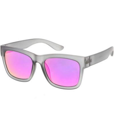 Lifestyle Super Thick Frame Arms Mirror Square Lens Horn Rimmed Sunglasses 54mm - Matte Smoke / Magenta Mirror - CE182TGGR43 ...