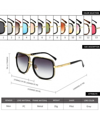 Retro Oversized Pilot Sunglasses Square Frame Metal Men Women Mirror Lens Blue Silver Pink Black - Blue - C1184644YHU $12.05 ...