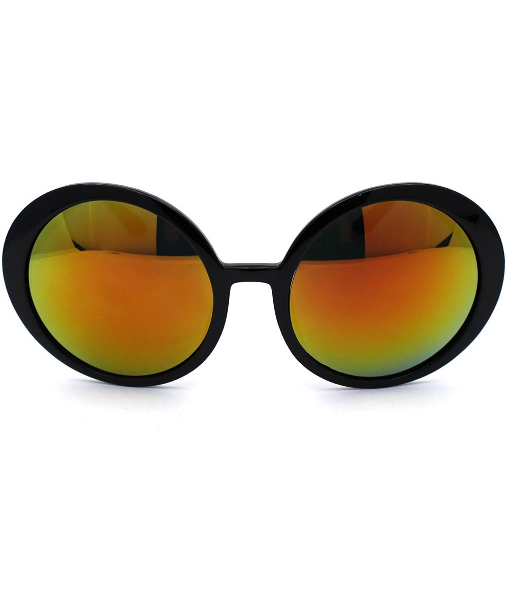 Womens Wizard Black Plastic Round Circle Hippie Sunglasses - Orange Mirror - CL1979YODYW $8.51 Round