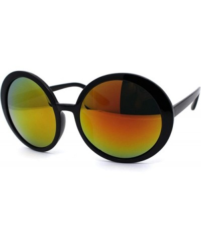 Womens Wizard Black Plastic Round Circle Hippie Sunglasses - Orange Mirror - CL1979YODYW $8.51 Round