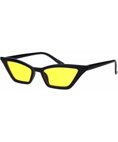 Cateye Trapezoid Shape Sunglasses Womens Chic Fashion Shades UV 400 - Black (Yellow) - C518S06Q5O8 $7.96 Rectangular