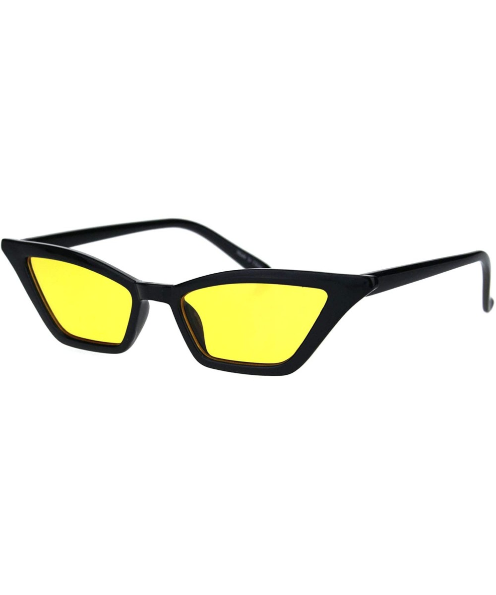 Cateye Trapezoid Shape Sunglasses Womens Chic Fashion Shades UV 400 - Black (Yellow) - C518S06Q5O8 $7.96 Rectangular