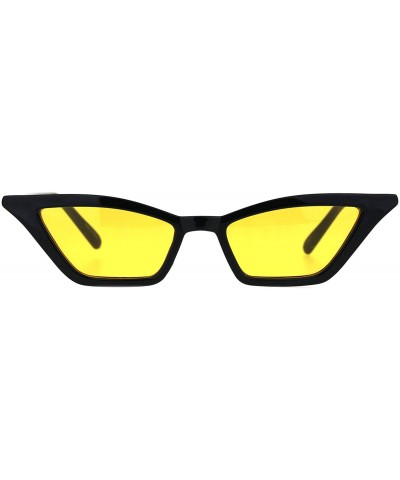 Cateye Trapezoid Shape Sunglasses Womens Chic Fashion Shades UV 400 - Black (Yellow) - C518S06Q5O8 $7.96 Rectangular