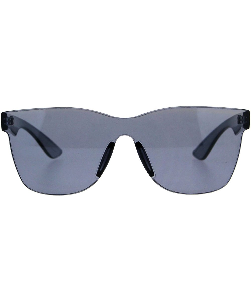 Mens Geeky Hipster Shield Nerd Mirrored Plastic Horn Rim Sunglasses - Slate - CC18DD0DC7X $10.81 Shield