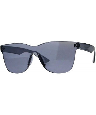 Mens Geeky Hipster Shield Nerd Mirrored Plastic Horn Rim Sunglasses - Slate - CC18DD0DC7X $10.81 Shield