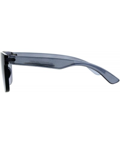 Mens Geeky Hipster Shield Nerd Mirrored Plastic Horn Rim Sunglasses - Slate - CC18DD0DC7X $10.81 Shield