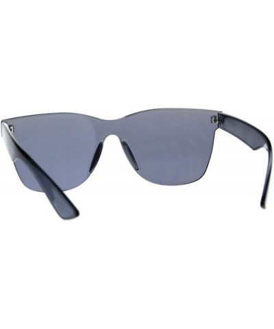 Mens Geeky Hipster Shield Nerd Mirrored Plastic Horn Rim Sunglasses - Slate - CC18DD0DC7X $10.81 Shield