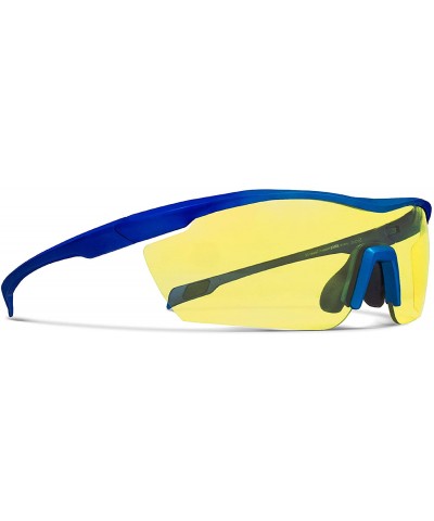 Gamma Blue Running Sunglasses with ZEISS P2140 Yellow Tri-flection Lenses - CP18KN3T39W $11.94 Sport