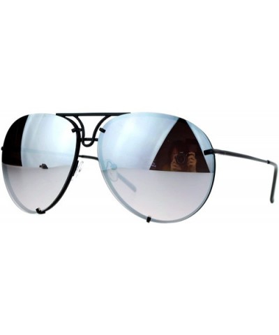 Rimless Retro Vintage Style Oversize Mirror Lens Pilot Sunglasses - Black Mirror - C012N1IALS5 $9.43 Oversized