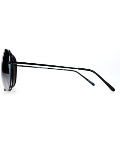 Rimless Retro Vintage Style Oversize Mirror Lens Pilot Sunglasses - Black Mirror - C012N1IALS5 $9.43 Oversized