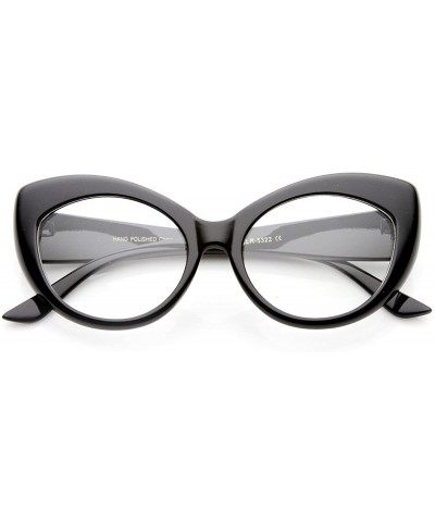 Mod Pointed Cat Eye Clear Fashion Frame Glasses - Shiny-black Clear - CC11W0DA9U7 $6.33 Cat Eye
