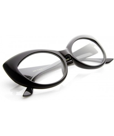 Mod Pointed Cat Eye Clear Fashion Frame Glasses - Shiny-black Clear - CC11W0DA9U7 $6.33 Cat Eye