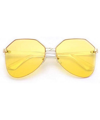 Women's Square Large Frame Sunglasses Metal Scales Brown Gradient UV400 Beach Sunglasses - T32-yellow - CU18QKC3H5O $9.61 Sport