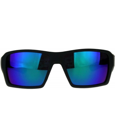 Mens Thick Plastic Rectangular Sport Warp Agent Sunglasses - Teal - CS18D3ORAE9 $7.25 Sport