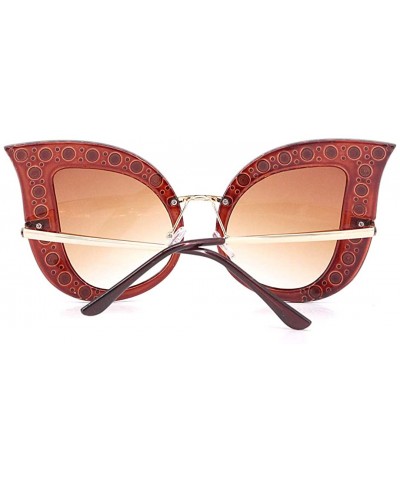 Fashion Oversized Sparkling Crystal Cat Eye Rhinestones Sunglasses UV Protection - Tawny Frame Tawny Lens - CV18SSWG9EH $12.0...