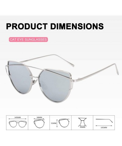 Women's Oversized Polarized Metal Frame Mirrored Cat Eye Sunglasses MT3 - A Silver Frame/Silver Mirrored Lens - CC12LXOIBDB $...