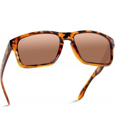 Premium Polarized Mirror Lens Classic Square Style Sunglasses - Tortoise Frame/ Brown Lens - CA12I5EOGRR $17.24 Aviator