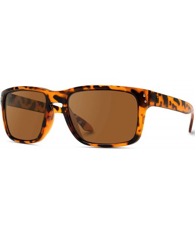 Premium Polarized Mirror Lens Classic Square Style Sunglasses - Tortoise Frame/ Brown Lens - CA12I5EOGRR $17.24 Aviator