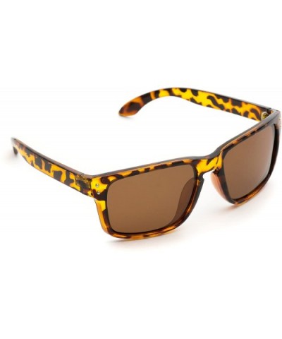 Premium Polarized Mirror Lens Classic Square Style Sunglasses - Tortoise Frame/ Brown Lens - CA12I5EOGRR $17.24 Aviator