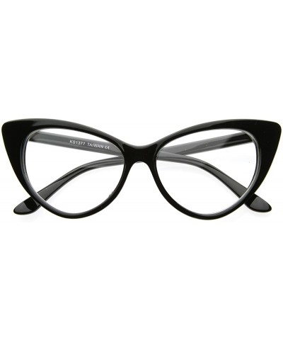Super Cateyes Vintage Inspired Pointed Cat Eye Polka Dot Sunglasses Glasses - Black Solid Clear - C7185MCWWDA $6.97 Cat Eye