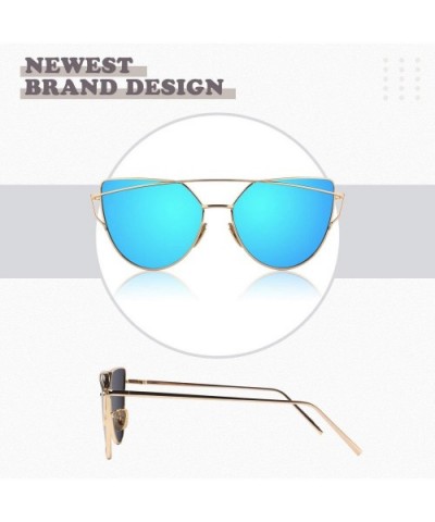 Cat Eye Mirrored Flat Lenses Polarized Metal Frame Women Sunglasses SR004 - CU18NL7HAAG $12.53 Round