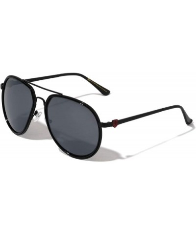 Double Thin Plastic Metal Frame Classic Aviator Sunglasses - Black - C01990ZXIIZ $14.08 Aviator