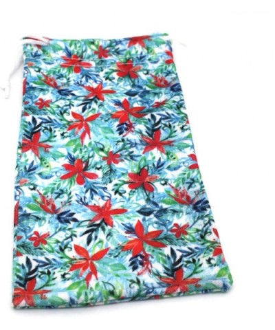 Premium Thick Flower Print Microfiber Cloth Eyewear Pouch - Blue Red - CJ1956OEX2U $4.93 Rectangular