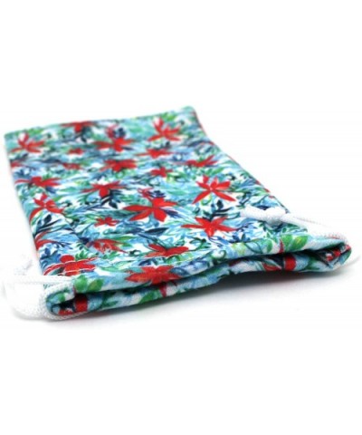 Premium Thick Flower Print Microfiber Cloth Eyewear Pouch - Blue Red - CJ1956OEX2U $4.93 Rectangular