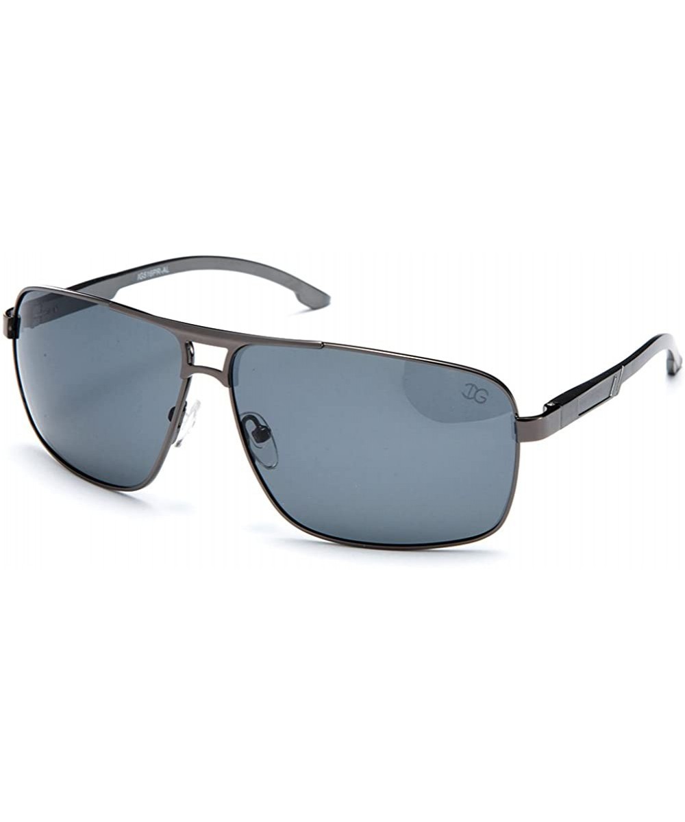 Unisex Premium Brushed Aluminum Aviator Polarized Lenses - Gunmetal - CJ11WYXSF0P $25.27 Square