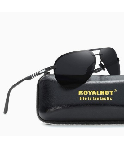 Polarized Aviator Vintage Sunglasses for Men Driving Fishing Golf UV400 Protection - Black Grey - CN18YKRD09R $13.28 Aviator