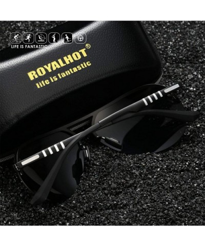 Polarized Aviator Vintage Sunglasses for Men Driving Fishing Golf UV400 Protection - Black Grey - CN18YKRD09R $13.28 Aviator