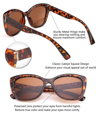 Polarized Vintage Sunglasses American Square Jackie O Cat Eye Sunglasses B2451 - Brown Leopard - C718N0W236G $10.23 Aviator