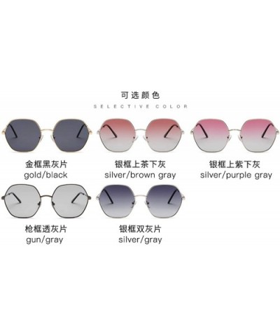 Men and women fashion retro metal polygon irregular polarized sunglasses prom mirror party travel - Brown - CI18T2W7ROA $20.4...