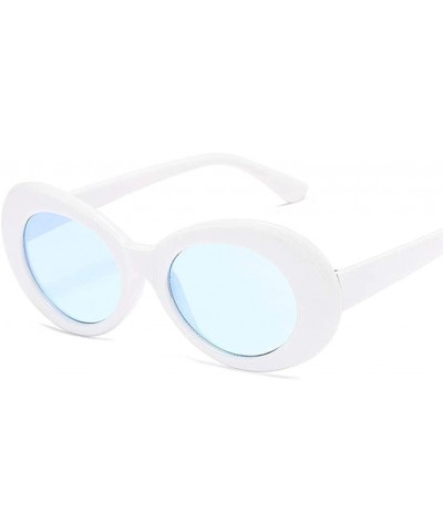 Vintage Round Sunglasses for Women Men Classic Retro Glasses UV 400 Lens Reflective Sunglasses - No.3 White Blue - CX18NMXOAN...