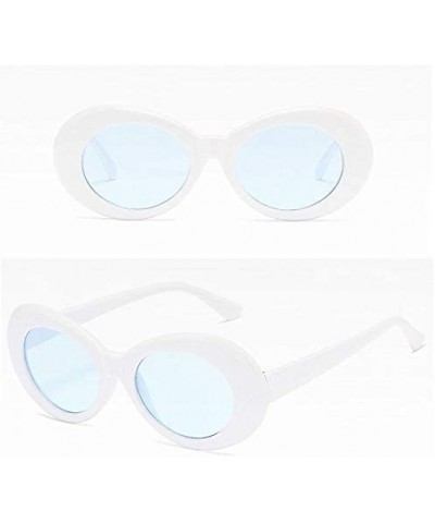 Vintage Round Sunglasses for Women Men Classic Retro Glasses UV 400 Lens Reflective Sunglasses - No.3 White Blue - CX18NMXOAN...