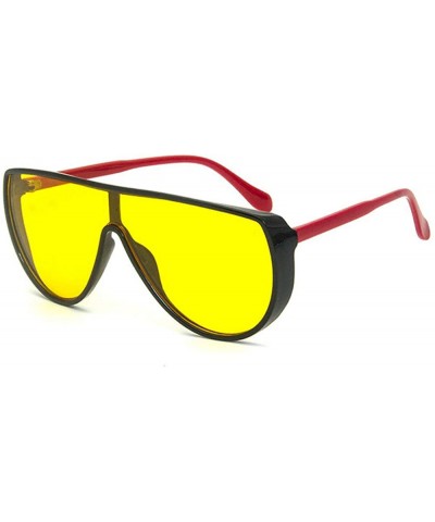 2020 New Trend Sunglasses Female One-piece Sunglasses Big Frame Retro Flat Top Sunglasses Mens Goggle - Yellow - CT192RZW44O ...