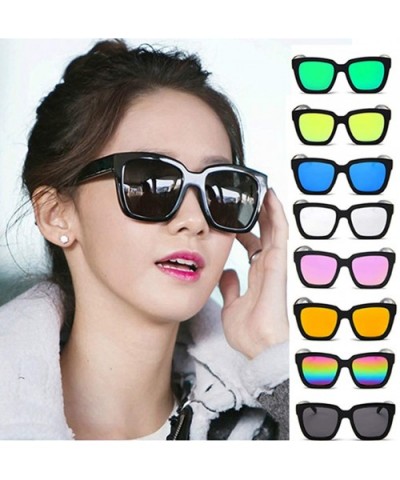 Polarized Sunglasses For Women - REYO Mirrored Lens Fashion Goggle Eyewear Sun Glasses - Black - CF18NUKECKH $5.55 Sport