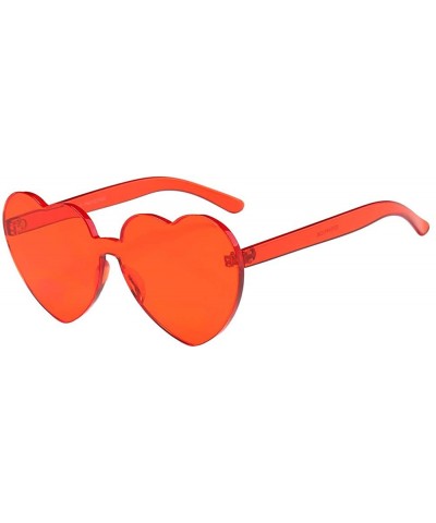 Sunglasses And Eyewear Women Fashion Heart-shaped Shades Sunglasses Integrated UV Candy Colored Glasses - Red - CL18NIDCITI $...