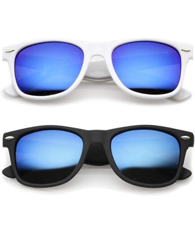 Hipster Sunglasses Color Mirror Lens Retro for Men Women - Blue Lens - CD11L9DPNHJ $8.01 Wayfarer