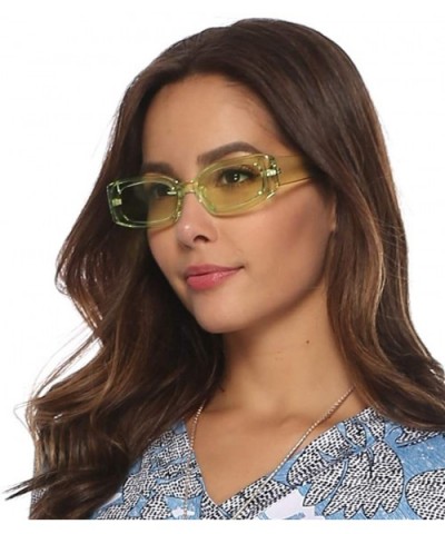 Creative Rectangle Sunglasses Women Fashion Thick Frame UV400 Protection B2462 - Green - CE18LWX9W5X $9.96 Round