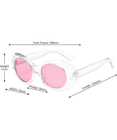 Women's Cat Eye Sunglasses Retro Oval Oversized Plastic Lenses glasses - Pink White - CK18NEL6LQK $7.35 Rectangular
