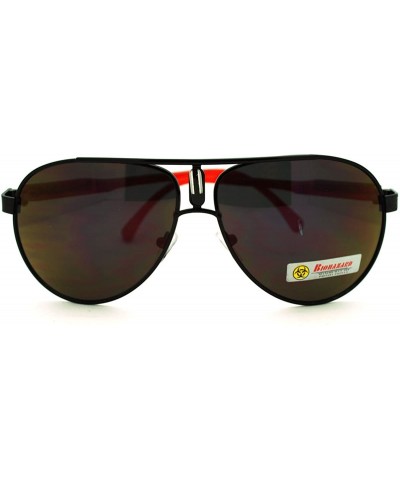 Biohazard Sunglasses Racer Round Aviators Multicolor Reflective Lens - Black Red - CP11FWZZHQR $5.39 Round