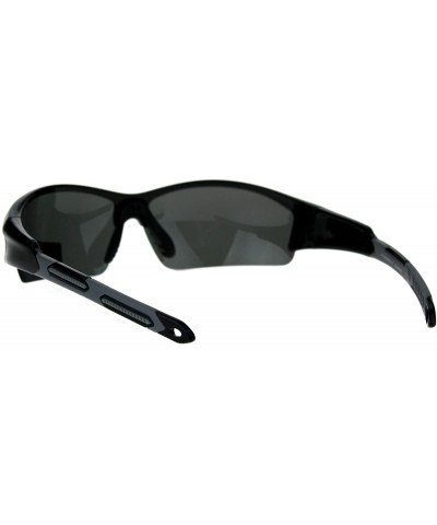 Mens Baseball Half Rim Polarized Warp Plastic Sport Sunglasses - Shiny Black - CV186H3UIE7 $12.55 Sport