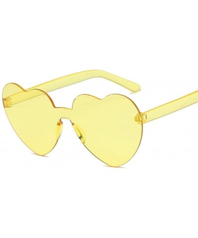 Cute Sexy Retro Love Heart Rimless Sunglasses Women Luxury Sun Glasses Female Eyewear Candy Color - Brown - CX198U7U4YR $8.52...