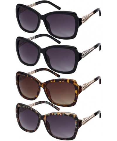 Women's Chic Square Frame Sunglasses w/Gradient Lens 32116-AP - Black-gold - CQ12FTDNB23 $6.75 Square