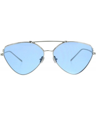 Womens Retro Unique Triangle Trendy Pilots Metal Rim Sunglasses - Silver Blue - C618K3WTGL6 $9.24 Aviator