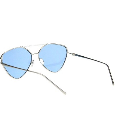 Womens Retro Unique Triangle Trendy Pilots Metal Rim Sunglasses - Silver Blue - C618K3WTGL6 $9.24 Aviator